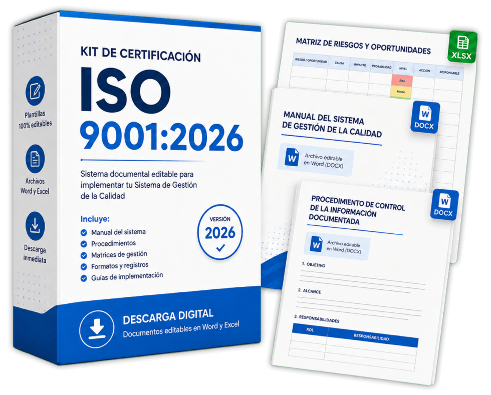 Paquete de documentos ISO 9001:2015 - 100% editable